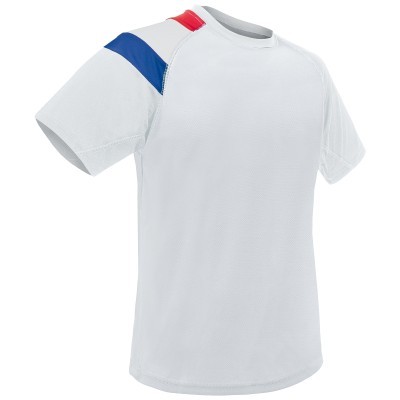 Camiseta blanca con la bandera de Francia para publicidad